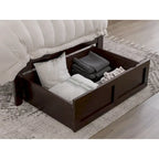 Lit plateforme avec tiroir de pied de lit et station de recharge – Blanc / Noyer / Gris / Espresso, De simple à grand (Queen), 1 à 2 couchages