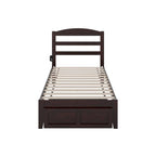 Lit plateforme avec tiroir de pied de lit et station de recharge – Blanc / Noyer / Gris / Espresso, De simple à grand (Queen), 1 à 2 couchages