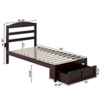 Lit plateforme avec tiroir de pied de lit et station de recharge – Blanc / Noyer / Gris / Espresso, De simple à grand (Queen), 1 à 2 couchages