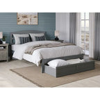 Lit plateforme avec tiroir de pied de lit et station de recharge – Blanc / Noyer / Gris / Espresso, De simple à grand (Queen), 1 à 2 couchages