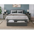 Lit plateforme avec tiroir de pied de lit et station de recharge – Blanc / Noyer / Gris / Espresso, De simple à grand (Queen), 1 à 2 couchages