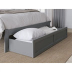 Lit plateforme avec tiroir de pied de lit et station de recharge – Blanc / Noyer / Gris / Espresso, De simple à grand (Queen), 1 à 2 couchages