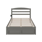 Lit plateforme avec tiroir de pied de lit et station de recharge – Blanc / Noyer / Gris / Espresso, De simple à grand (Queen), 1 à 2 couchages