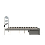 Lit plateforme avec tiroir de pied de lit et station de recharge – Blanc / Noyer / Gris / Espresso, De simple à grand (Queen), 1 à 2 couchages