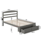 Lit plateforme avec tiroir de pied de lit et station de recharge – Blanc / Noyer / Gris / Espresso, De simple à grand (Queen), 1 à 2 couchages