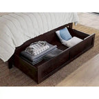 Lit plateforme avec tiroir de pied de lit et station de recharge – Blanc / Noyer / Gris / Espresso, De simple à grand (Queen), 1 à 2 couchages