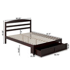 Lit plateforme avec tiroir de pied de lit et station de recharge – Blanc / Noyer / Gris / Espresso, De simple à grand (Queen), 1 à 2 couchages