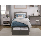Lit plateforme avec tiroir de pied de lit et station de recharge – Blanc / Noyer / Gris / Espresso, De simple à grand (Queen), 1 à 2 couchages