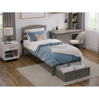 Lit plateforme avec tiroir de pied de lit et station de recharge – Blanc / Noyer / Gris / Espresso, De simple à grand (Queen), 1 à 2 couchages