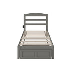 Lit plateforme avec tiroir de pied de lit et station de recharge – Blanc / Noyer / Gris / Espresso, De simple à grand (Queen), 1 à 2 couchages