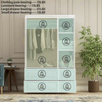 Grande armoire-penderie avec tiroirs et tringle – Blanc, 2 hauteurs, Poignées dorées