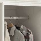 Grande armoire-penderie avec tiroirs et tringle – Blanc, 2 hauteurs, Poignées dorées