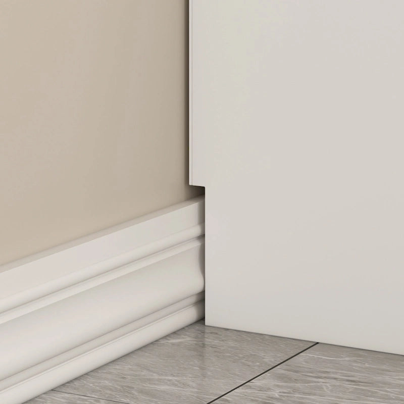 Grande armoire-penderie avec tiroirs et tringle – Blanc, 2 hauteurs, Poignées dorées