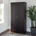 Armoire de rangement haute à 2 portes avec étagères réglables – Chêne expresso / Chêne lin blanc / Gris moderne / Pin recyclé