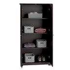 Armoire de rangement haute à 2 portes avec étagères réglables – Chêne expresso / Chêne lin blanc / Gris moderne / Pin recyclé