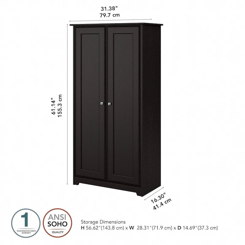 Armoire de rangement haute à 2 portes avec étagères réglables – Chêne expresso / Chêne lin blanc / Gris moderne / Pin recyclé