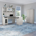 Armoire de rangement haute à 2 portes avec étagères réglables – Chêne expresso / Chêne lin blanc / Gris moderne / Pin recyclé