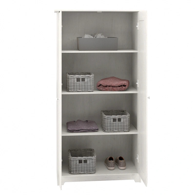 Armoire de rangement haute à 2 portes avec étagères réglables – Chêne expresso / Chêne lin blanc / Gris moderne / Pin recyclé