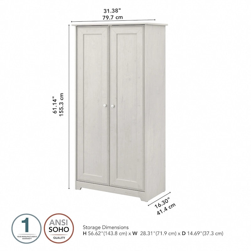 Armoire de rangement haute à 2 portes avec étagères réglables – Chêne expresso / Chêne lin blanc / Gris moderne / Pin recyclé