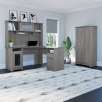 Armoire de rangement haute à 2 portes avec étagères réglables – Chêne expresso / Chêne lin blanc / Gris moderne / Pin recyclé