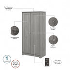 Armoire de rangement haute à 2 portes avec étagères réglables – Chêne expresso / Chêne lin blanc / Gris moderne / Pin recyclé