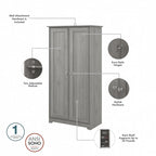 Armoire de rangement haute à 2 portes avec étagères réglables – Chêne expresso / Chêne lin blanc / Gris moderne / Pin recyclé