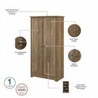 Armoire de rangement haute à 2 portes avec étagères réglables – Chêne expresso / Chêne lin blanc / Gris moderne / Pin recyclé