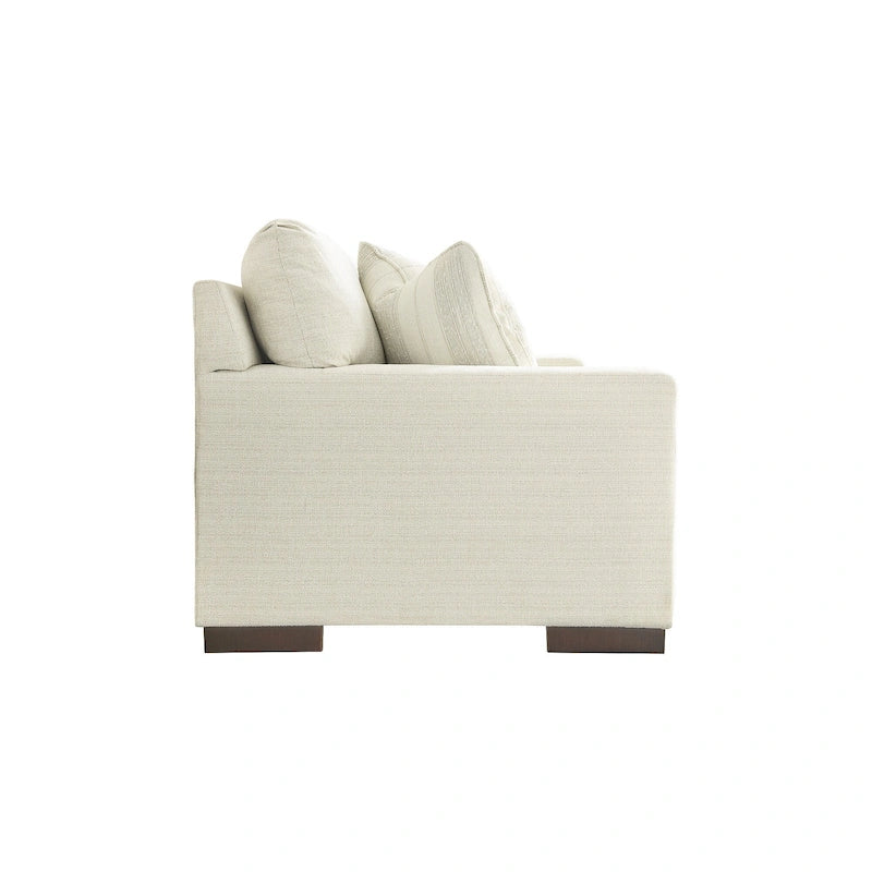 Canapé moderne en polyester – Bouleau / Lin, lignes épurées, 3 places