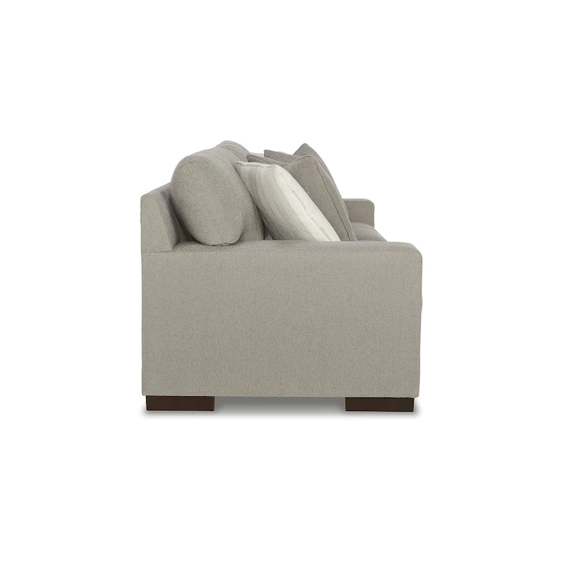 Canapé moderne en polyester – Bouleau / Lin, lignes épurées, 3 places