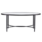 Table basse ovale en verre – Noir mat, cadre métallique, pour 2 à 4 personnes