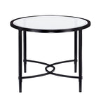 Table basse ovale en verre – Noir mat, cadre métallique, pour 2 à 4 personnes