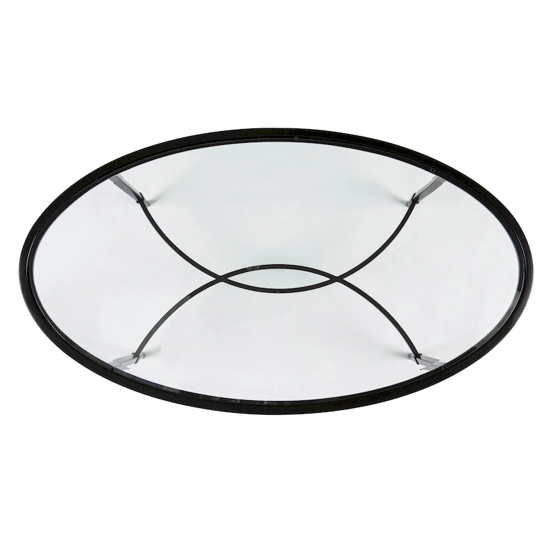Table basse ovale en verre – Noir mat, cadre métallique, pour 2 à 4 personnes