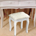 Coiffeuse avec miroir rotatif à 360° et tabouret – Blanc, 4 tiroirs, 1 place