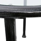 Table d'appoint ronde en métal avec plateau en verre – Noir vieilli, étagère vitrine, pour 1 personne