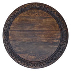 Table d'appoint pliante ronde en bois de manguier – Noyer, sculptée à la main, 1 place