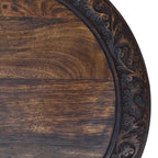 Table d'appoint pliante ronde en bois de manguier – Noyer, sculptée à la main, 1 place