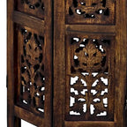Table d'appoint pliante ronde en bois de manguier – Noyer, sculptée à la main, 1 place