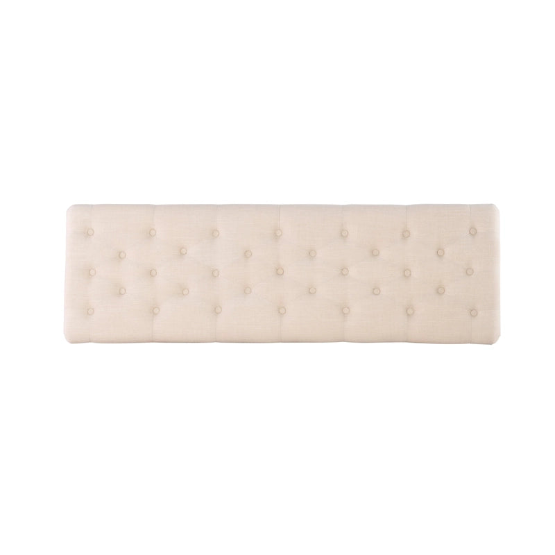 Banc d'entrée en lin capitonné – Blanc cassé, capitonnage à boutons, 2 places