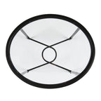 Table d'appoint ovale en verre – noire, volutes en métal, 1 place