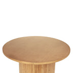 Table basse ronde en bois massif à pied central – Grain de bois naturel, style rustique, 2 à 4 places