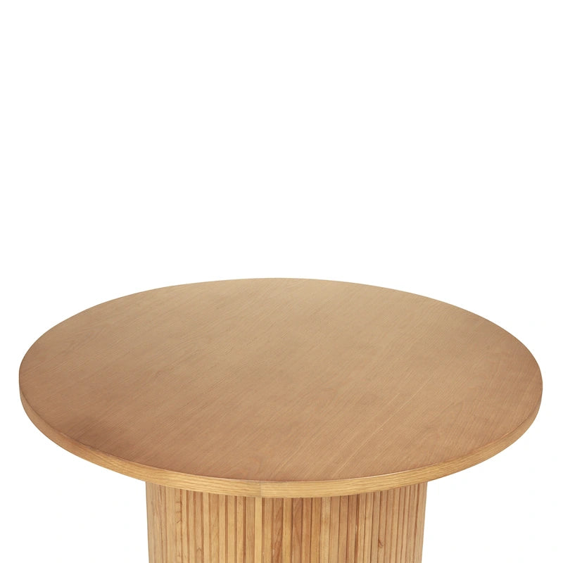 Table basse ronde en bois massif à pied central – Grain de bois naturel, style rustique, 2 à 4 places