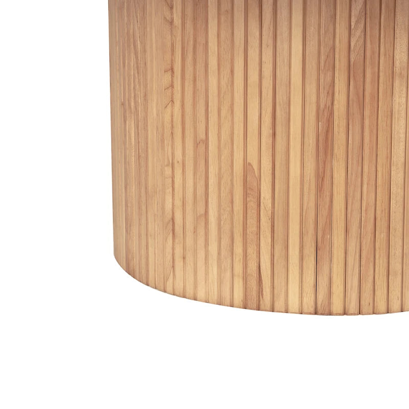 Table basse ronde en bois massif à pied central – Grain de bois naturel, style rustique, 2 à 4 places