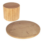 Table basse ronde en bois massif à pied central – Grain de bois naturel, style rustique, 2 à 4 places