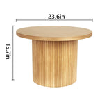 Table basse ronde en bois massif à pied central – Grain de bois naturel, style rustique, 2 à 4 places