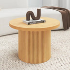 Table basse ronde en bois massif à pied central – Grain de bois naturel, style rustique, 2 à 4 places
