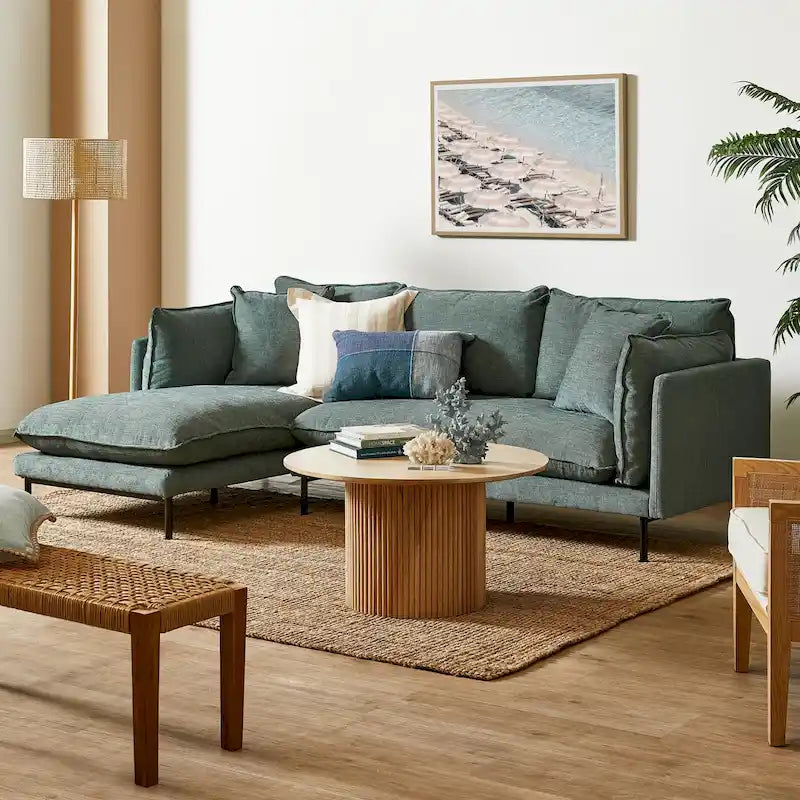 Table basse ronde en bois massif à pied central – Grain de bois naturel, style rustique, 2 à 4 places