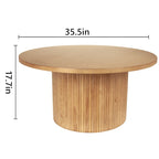 Table basse ronde en bois massif à pied central – Grain de bois naturel, style rustique, 2 à 4 places
