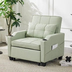 Fauteuil de couchage convertible 3-en-1 en lin – Vert grisâtre / Bleu-gris / Gris / Noir, Réglable, 1 place