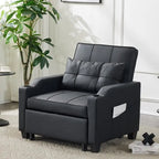 Fauteuil de couchage convertible 3-en-1 en lin – Vert grisâtre / Bleu-gris / Gris / Noir, Réglable, 1 place