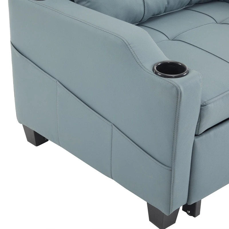 Fauteuil de couchage convertible 3-en-1 en lin – Vert grisâtre / Bleu-gris / Gris / Noir, Réglable, 1 place